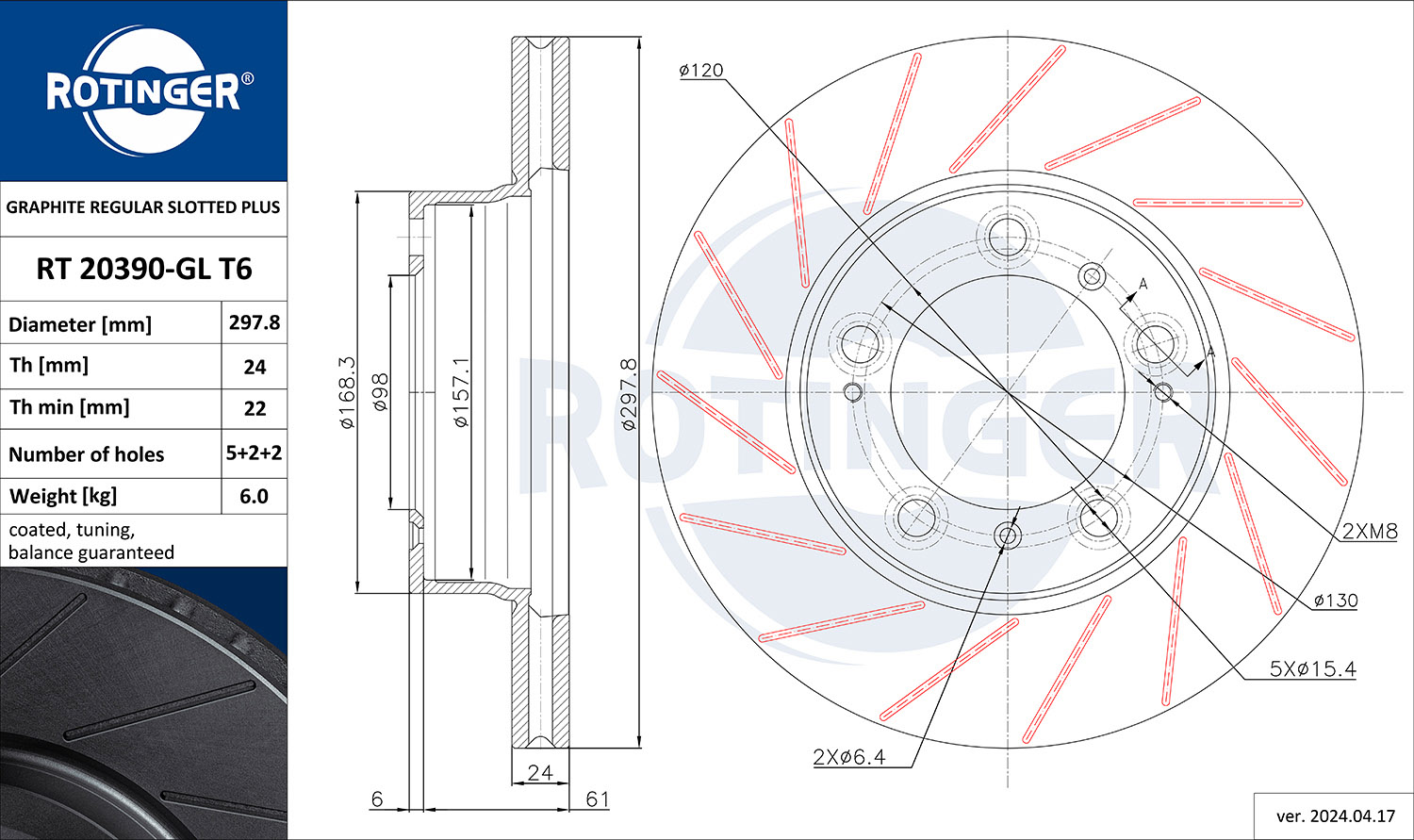 ROTINGER Féktárcsa, mind RT20390-GLT6_ROT